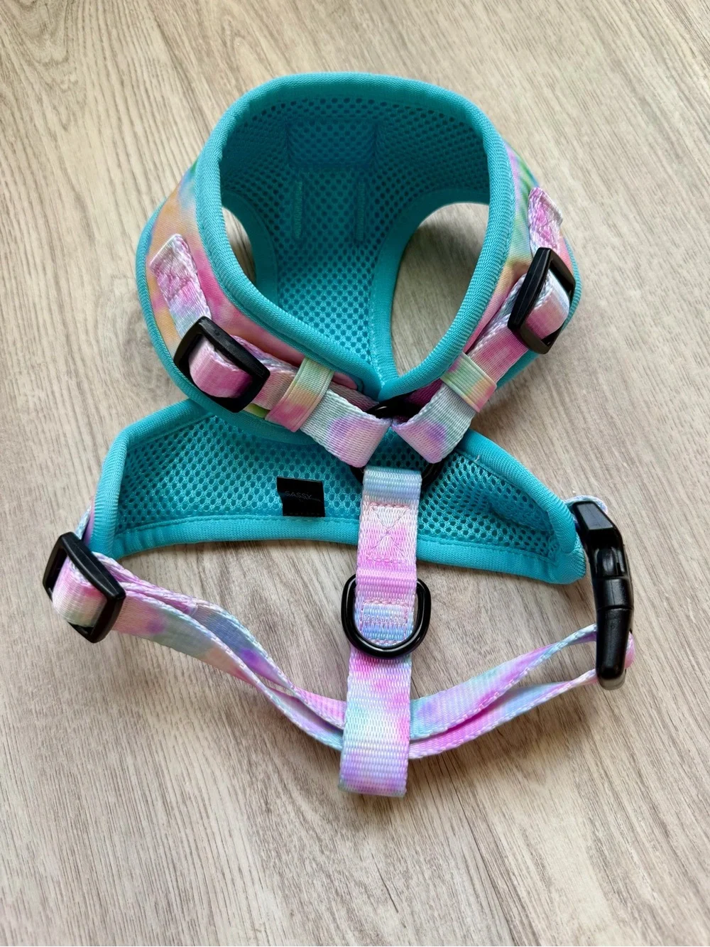 Sassy Woof - Pastel Tie-Dye Dog / Pet Harness with Teal Trim - size Small